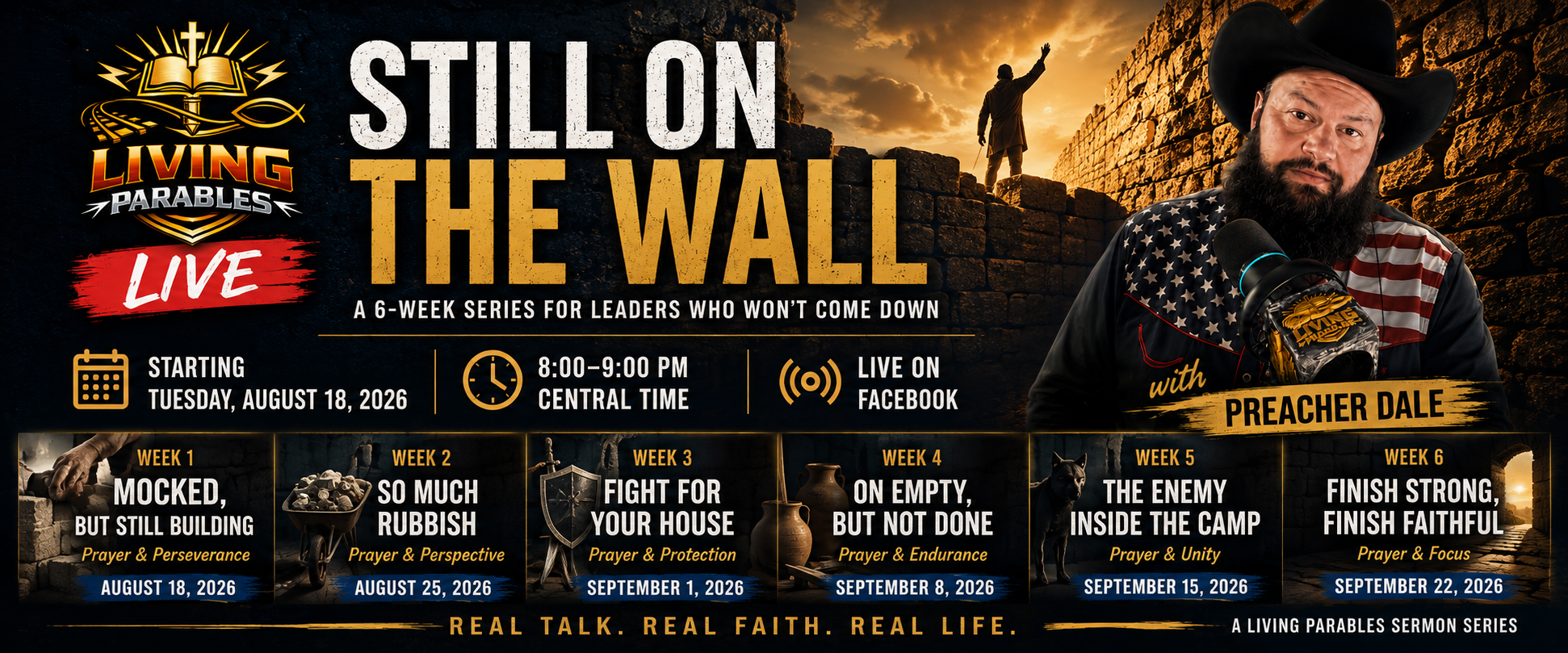 Living Parables Live Still on the Wall six-week Tuesday series, August 18 through September 22, 2026